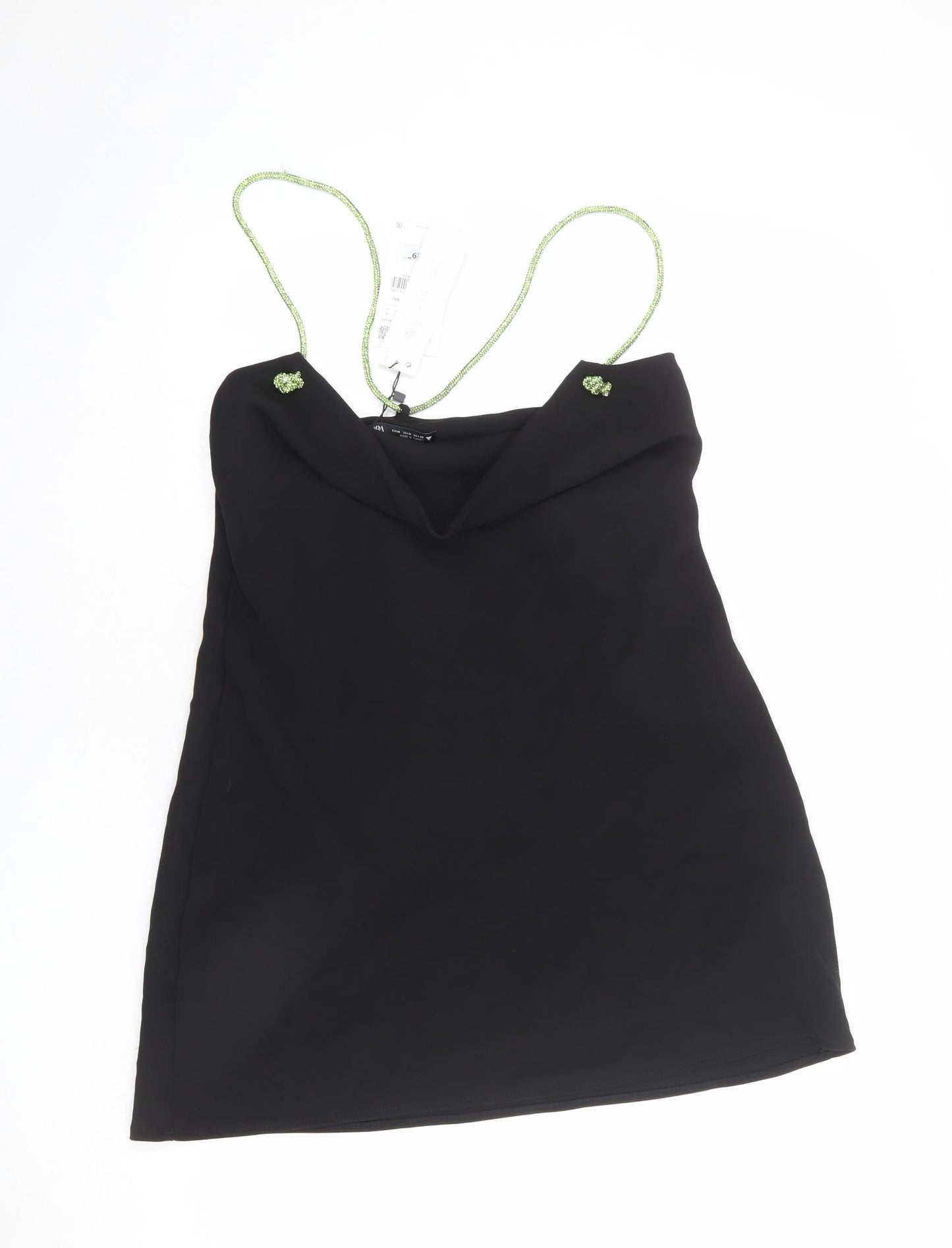 Zara Womens Black Polyester Mini Size M Cowl Neck Pullover