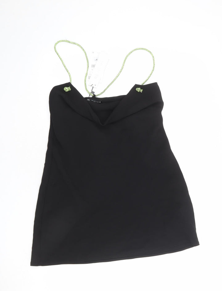 Zara Womens Black Polyester Mini Size M Cowl Neck Pullover