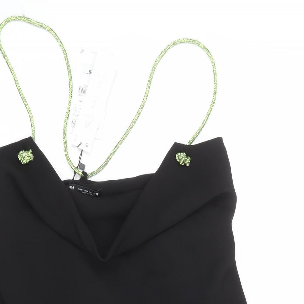 Zara Womens Black Polyester Mini Size M Cowl Neck Pullover