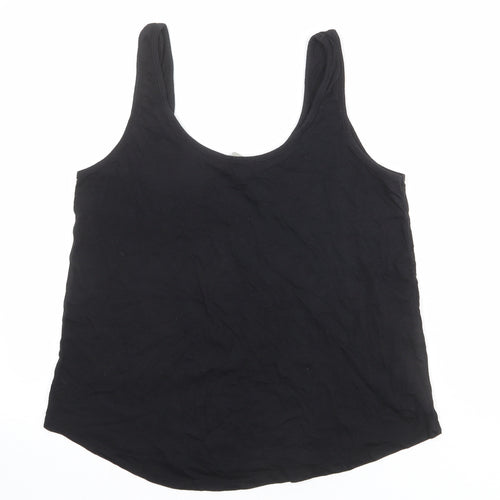 ASOS Womens Black Cotton Basic Tank Size 12 Round Neck
