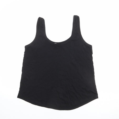 ASOS Womens Black Cotton Basic Tank Size 12 Round Neck