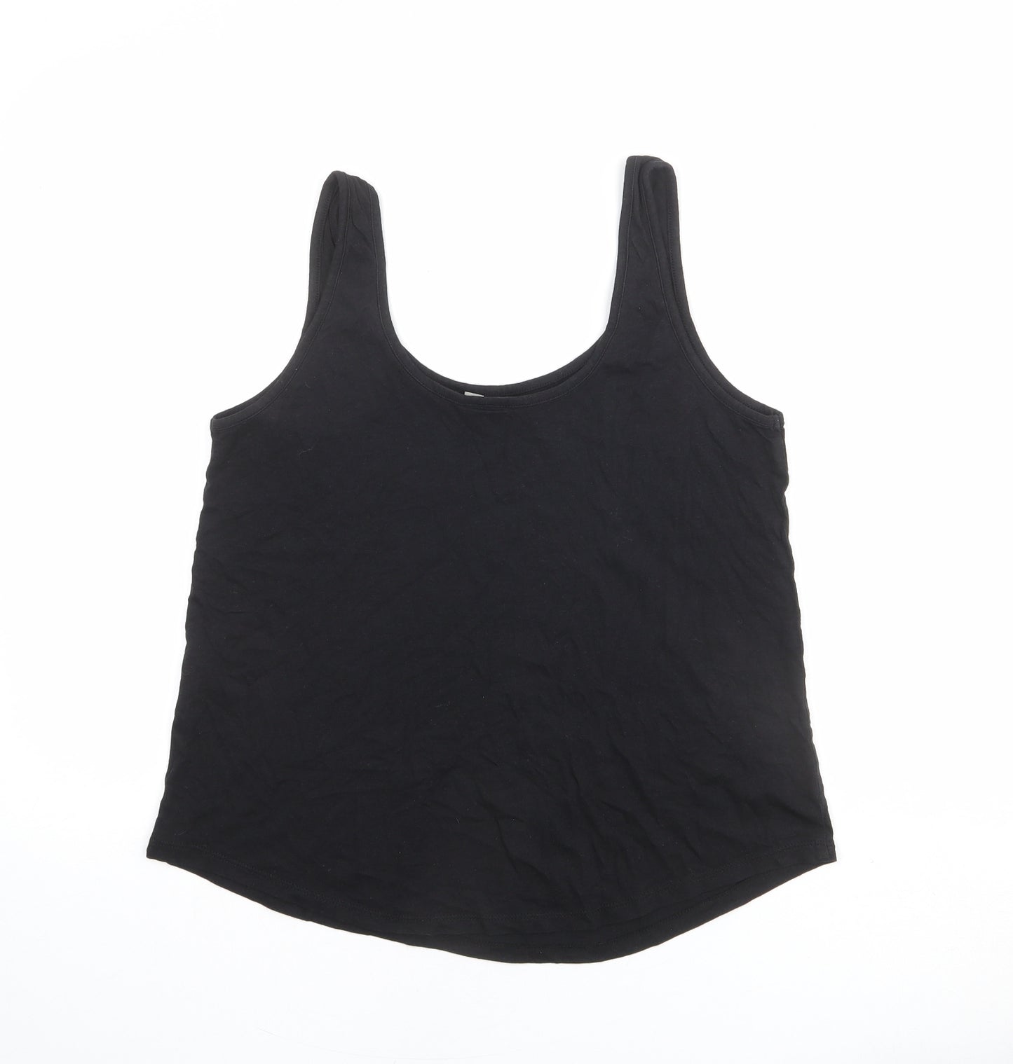 ASOS Womens Black Cotton Basic Tank Size 12 Round Neck