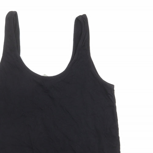ASOS Womens Black Cotton Basic Tank Size 12 Round Neck