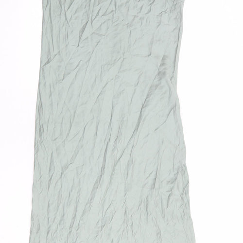 River Island Womens Blue Viscose Slip Dress Size 10 Halter Button