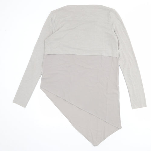 Zara Womens Grey Polyester Basic T-Shirt Size M Boat Neck