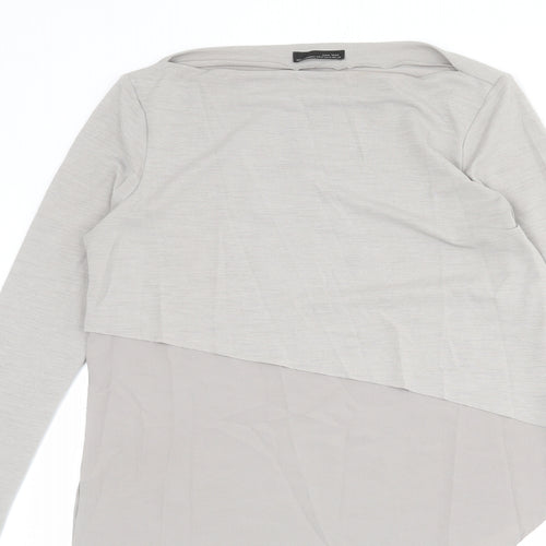 Zara Womens Grey Polyester Basic T-Shirt Size M Boat Neck