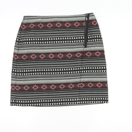 Marks and Spencer Womens Multicoloured Geometric Polyester A-Line Skirt Size 10 Zip