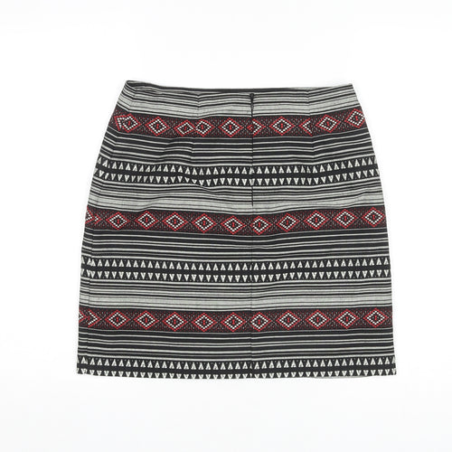Marks and Spencer Womens Multicoloured Geometric Polyester A-Line Skirt Size 10 Zip
