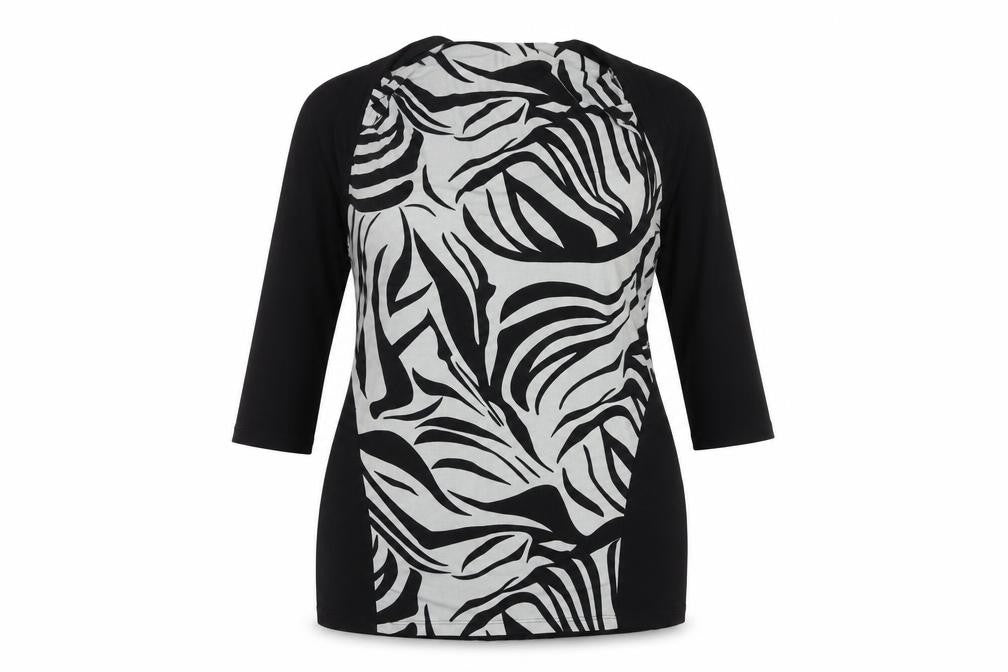Front view of Per Una women’s multicoloured animal print polyester mini, size UK 18, round neck pullover