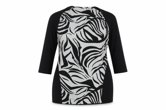 Front view of Per Una women’s multicoloured animal print polyester mini, size UK 18, round neck pullover