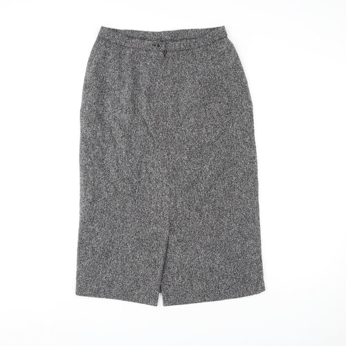 Alexon Womens Grey Wool A-Line Skirt Size 12 Zip