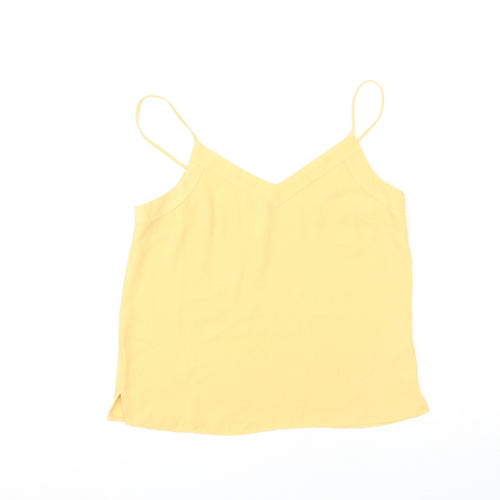 Topshop Womens Yellow Polyester Basic Tank Size 10 V-Neck