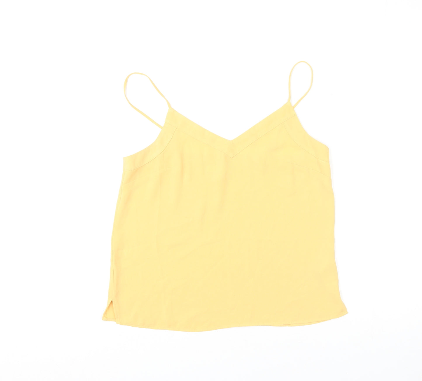 Topshop Womens Yellow Polyester Basic Tank Size 10 V-Neck