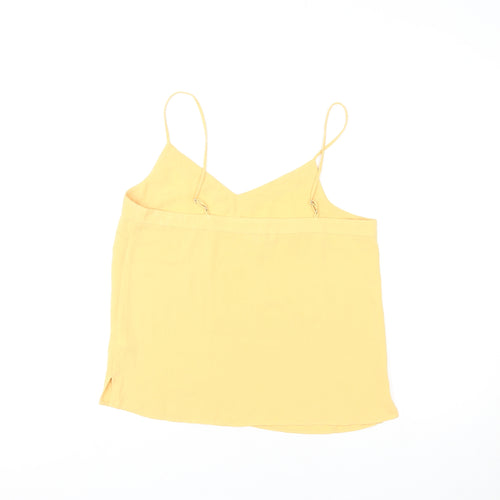 Topshop Womens Yellow Polyester Basic Tank Size 10 V-Neck