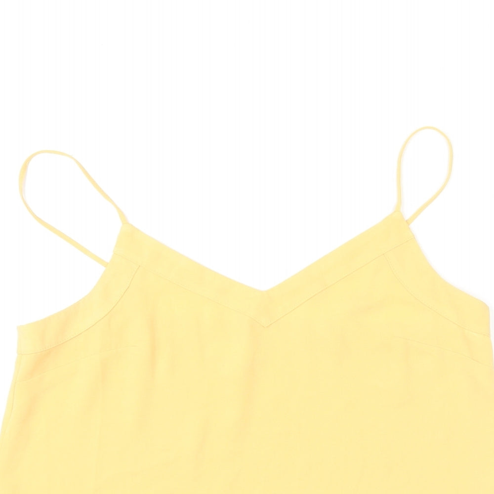 Topshop Womens Yellow Polyester Basic Tank Size 10 V-Neck