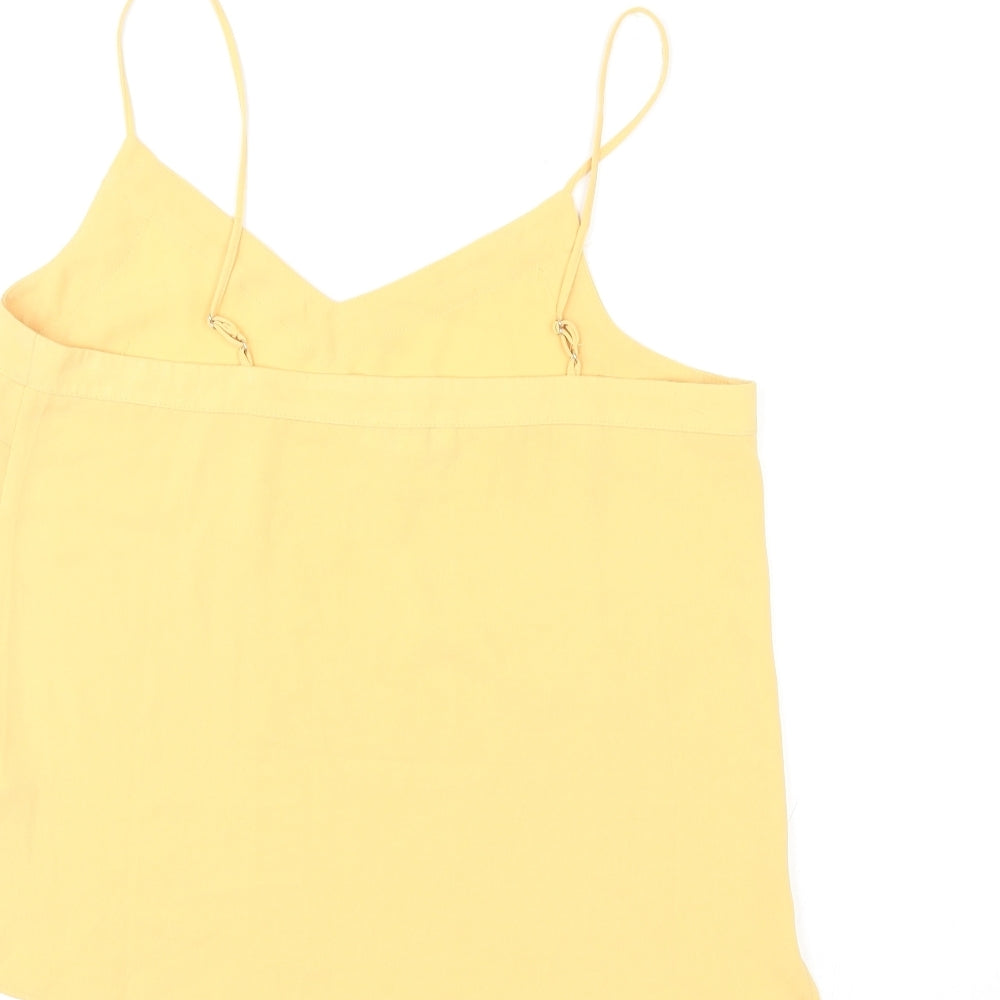 Topshop Womens Yellow Polyester Basic Tank Size 10 V-Neck