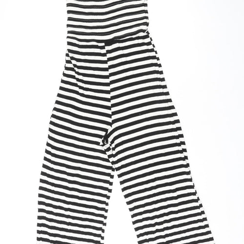 Topshop Womens Black Striped Viscose Jumpsuit One-Piece Size 10 L22 in Pullover