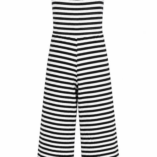 Topshop Womens Black Striped Viscose Jumpsuit One-Piece Size 10 L22 in Pullover