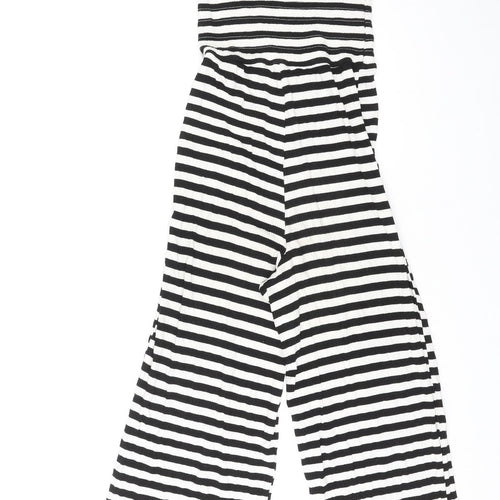 Topshop Womens Black Striped Viscose Jumpsuit One-Piece Size 10 L22 in Pullover