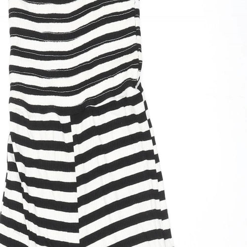 Topshop Womens Black Striped Viscose Jumpsuit One-Piece Size 10 L22 in Pullover