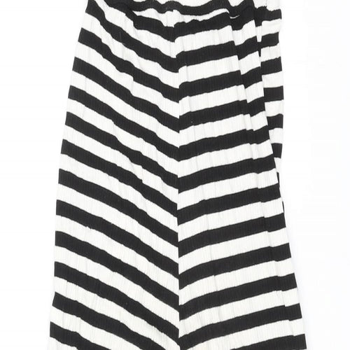 Topshop Womens Black Striped Viscose Jumpsuit One-Piece Size 10 L22 in Pullover