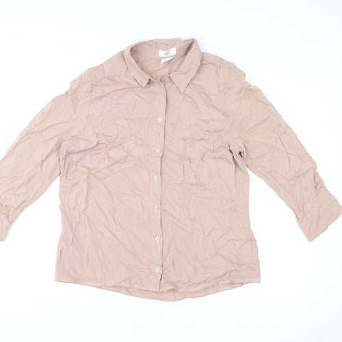 Mona Womens Pink Viscose Basic Button-Up Size 16 Collared