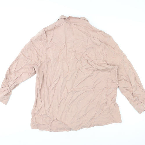 Mona Womens Pink Viscose Basic Button-Up Size 16 Collared