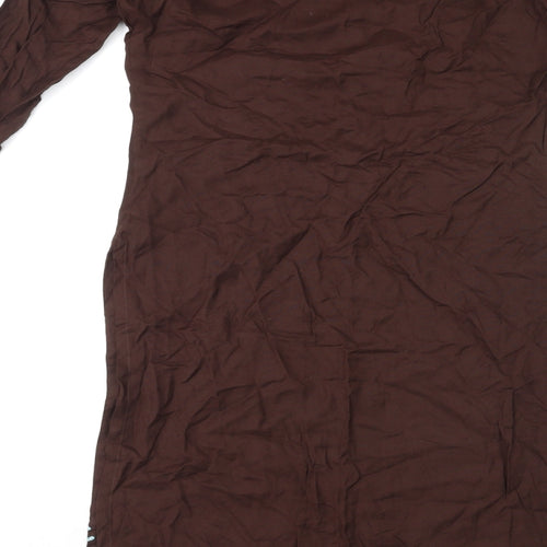 Rupali Womens Brown Geometric Rayon Kaftan Size S Round Neck Pullover