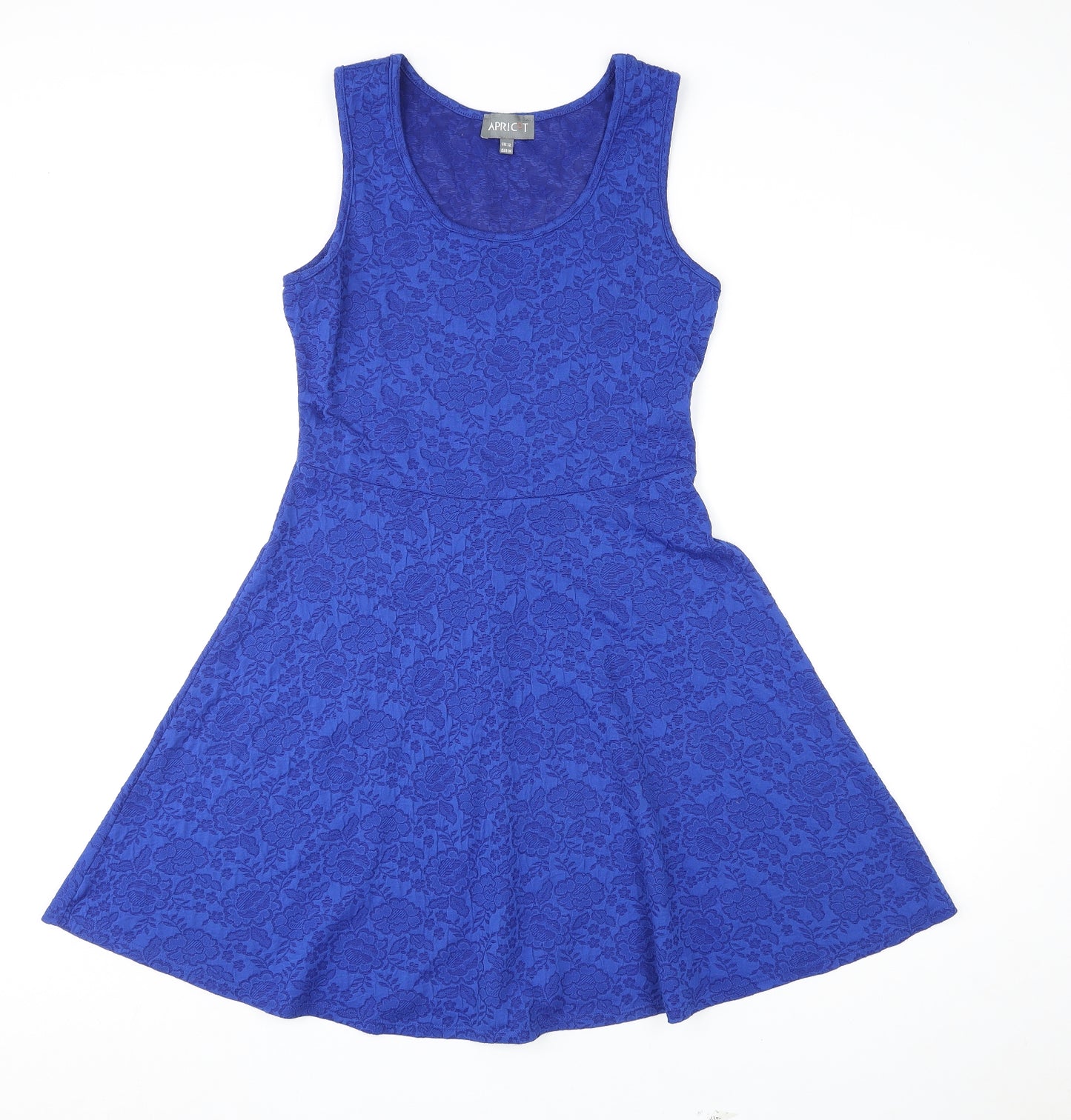 Apricot Womens Blue Floral Polyester Fit & Flare Size 12 Scoop Neck Pullover