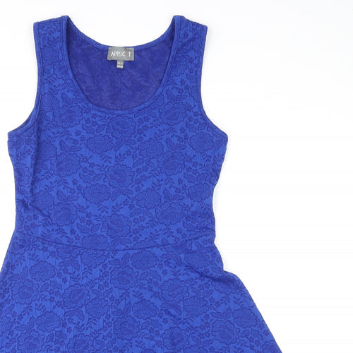 Apricot Womens Blue Floral Polyester Fit & Flare Size 12 Scoop Neck Pullover