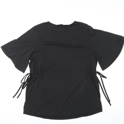 Very Womens Black Modal Basic T-Shirt Size 14 Round Neck
