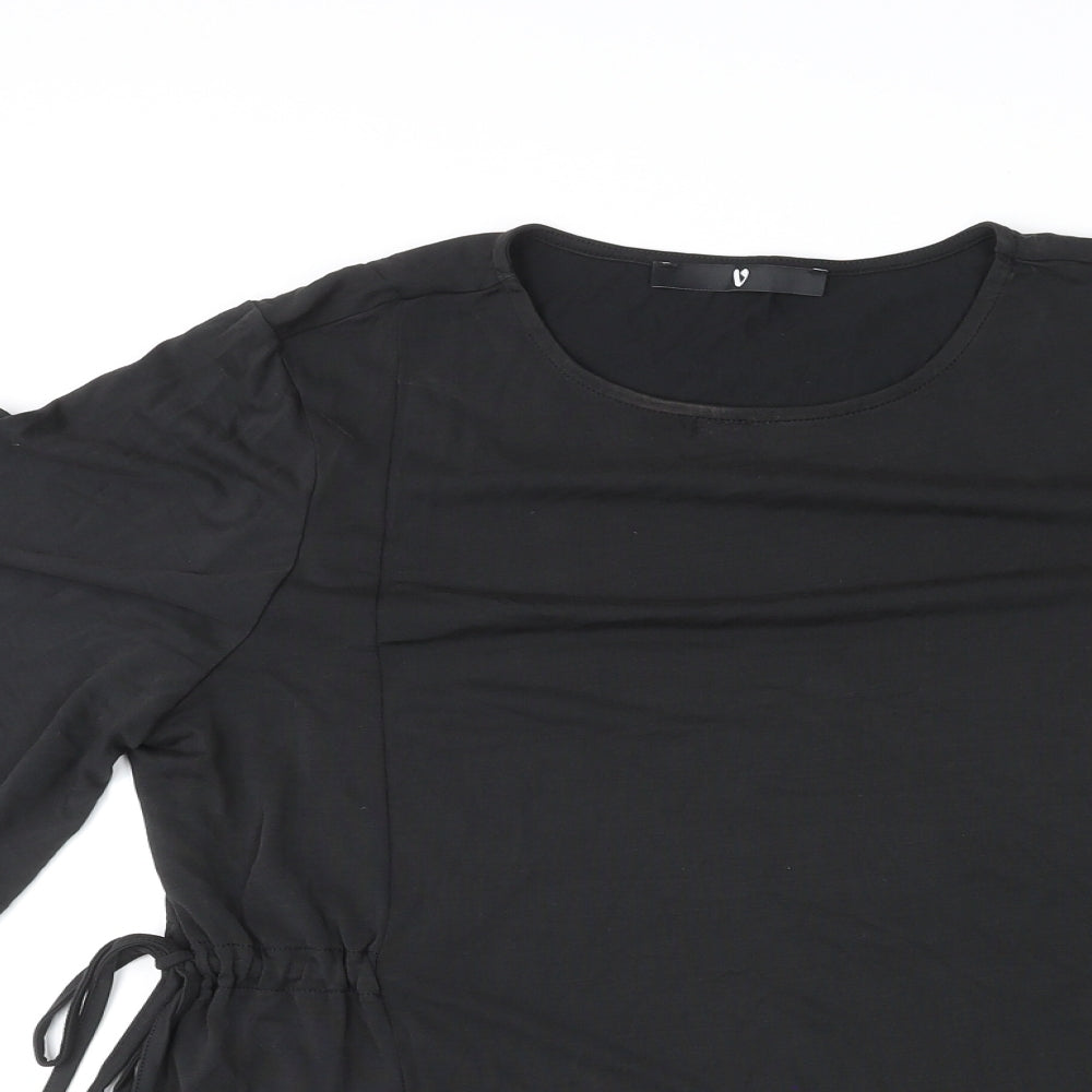 Very Womens Black Modal Basic T-Shirt Size 14 Round Neck