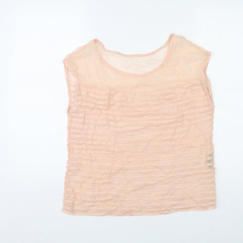 Biasa Womens Pink Polyester Basic T-Shirt Size S Round Neck