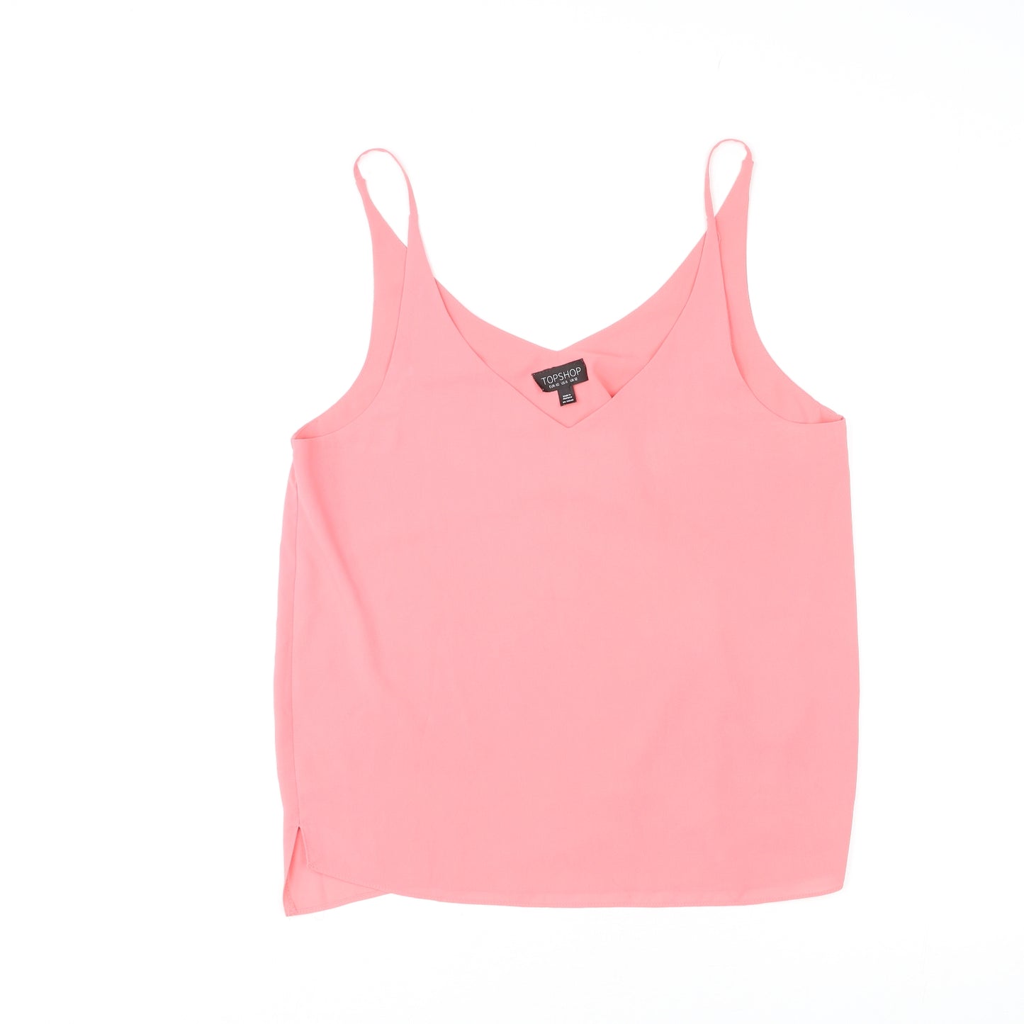 Topshop Womens Pink Polyester Camisole Tank Size 12 V-Neck