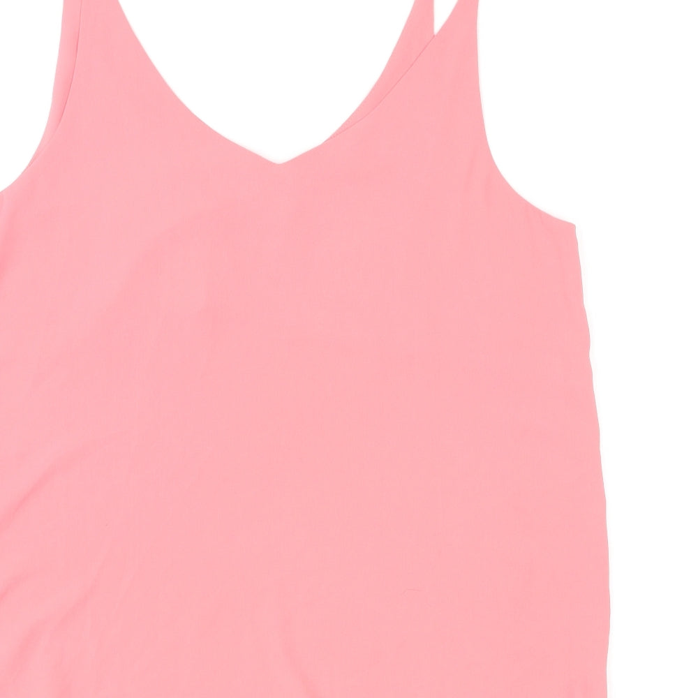 Topshop Womens Pink Polyester Camisole Tank Size 12 V-Neck