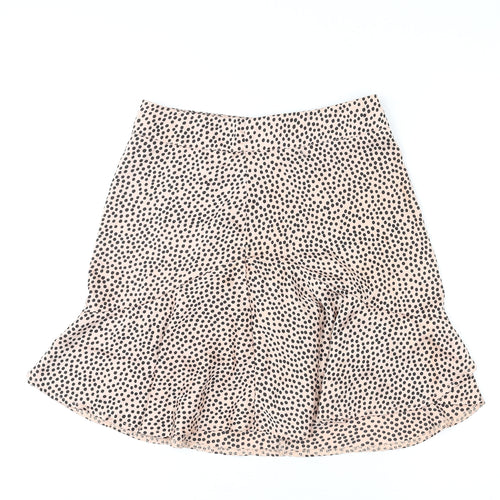 Boohoo Womens Pink Polka Dot Polyester Skater Skirt Size 8 Zip