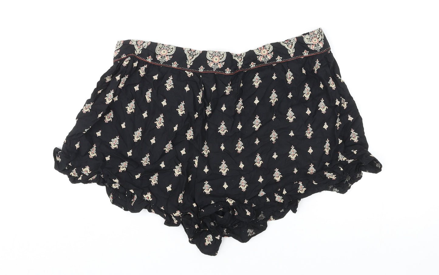 Select Womens Black Geometric Viscose Bermuda Shorts Size 16 L3 in Regular