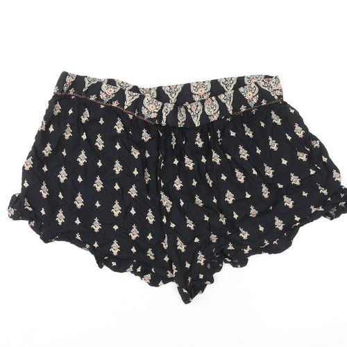 Select Womens Black Geometric Viscose Bermuda Shorts Size 16 L3 in Regular