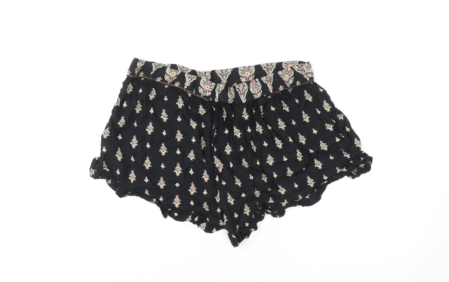 Select Womens Black Geometric Viscose Bermuda Shorts Size 16 L3 in Regular