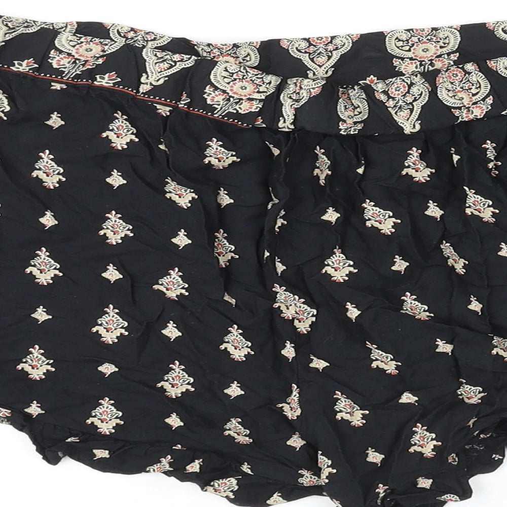Select Womens Black Geometric Viscose Bermuda Shorts Size 16 L3 in Regular