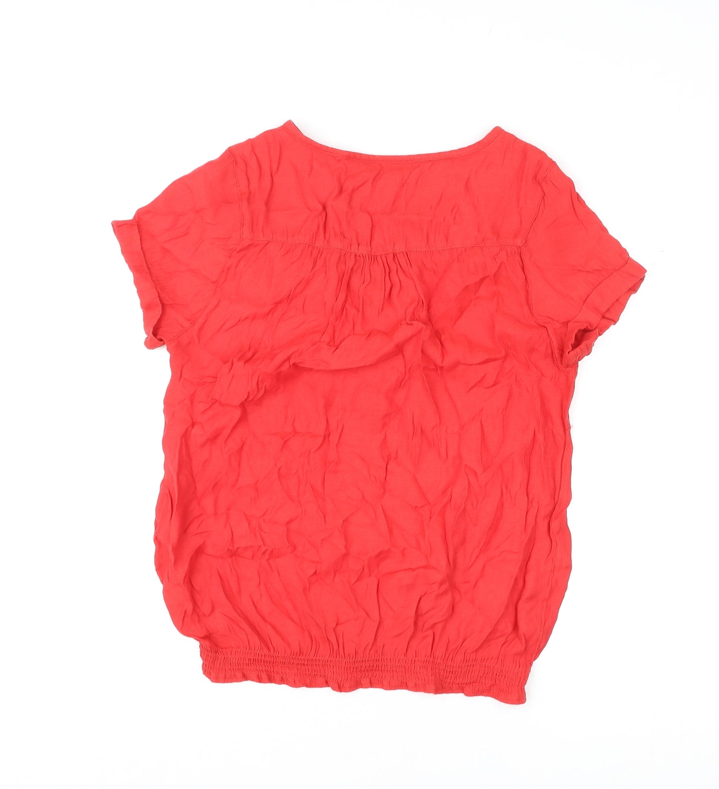 NEXT Womens Red Polyester Basic Blouse Size 8 V-Neck