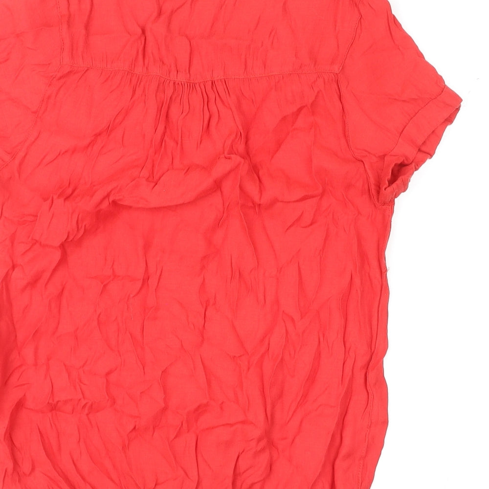 NEXT Womens Red Polyester Basic Blouse Size 8 V-Neck