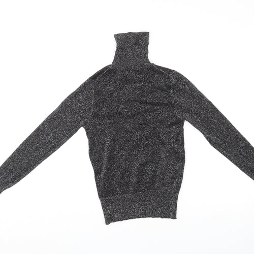 Zara Knit Womens Black Roll Neck Viscose Pullover Jumper Size S