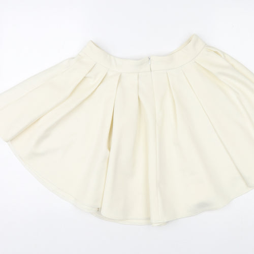 Kendell Womens Ivory Polyester Skater Skirt Size 12 Zip