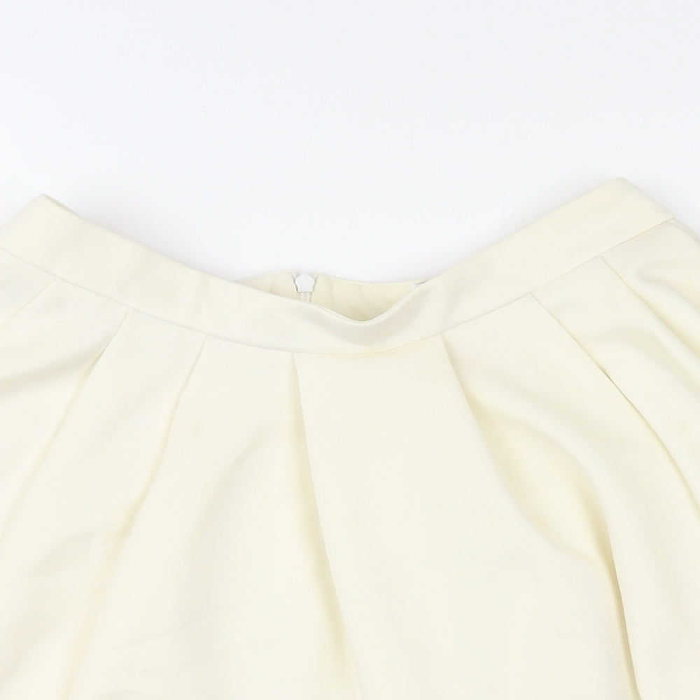 Kendell Womens Ivory Polyester Skater Skirt Size 12 Zip