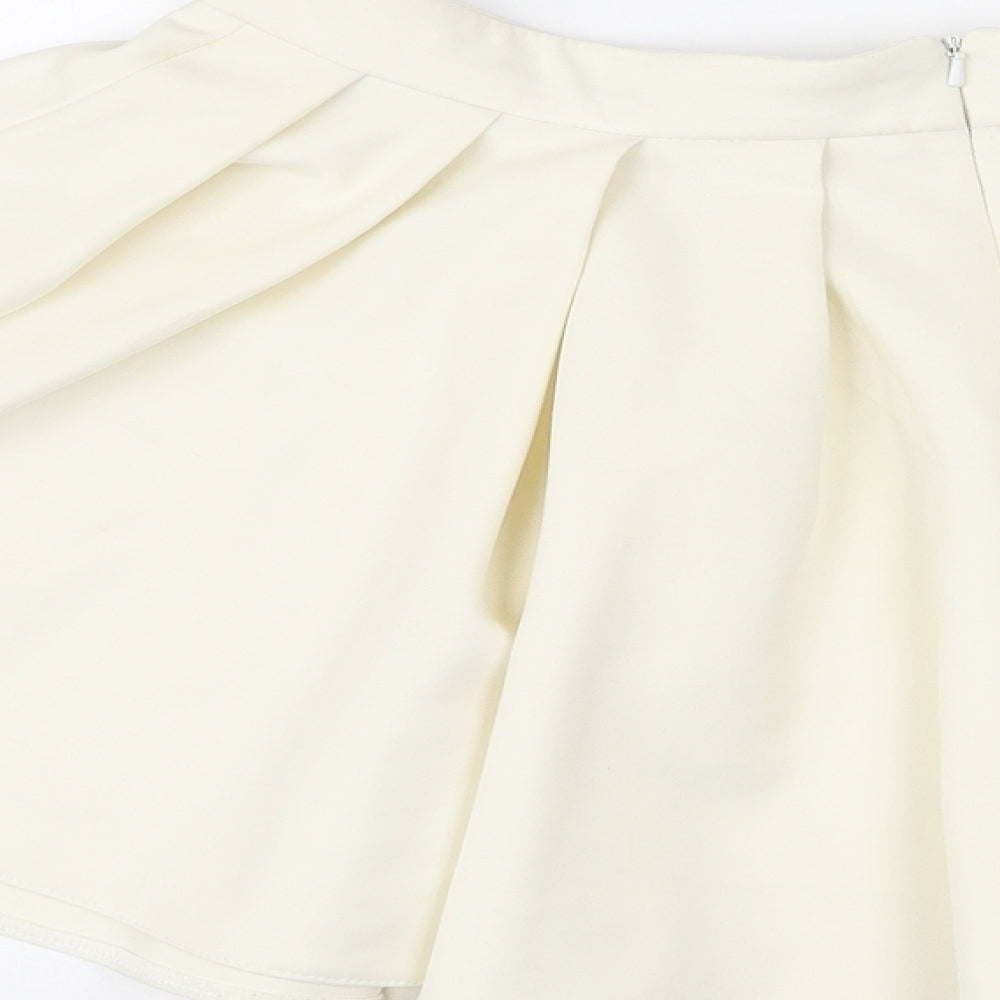 Kendell Womens Ivory Polyester Skater Skirt Size 12 Zip