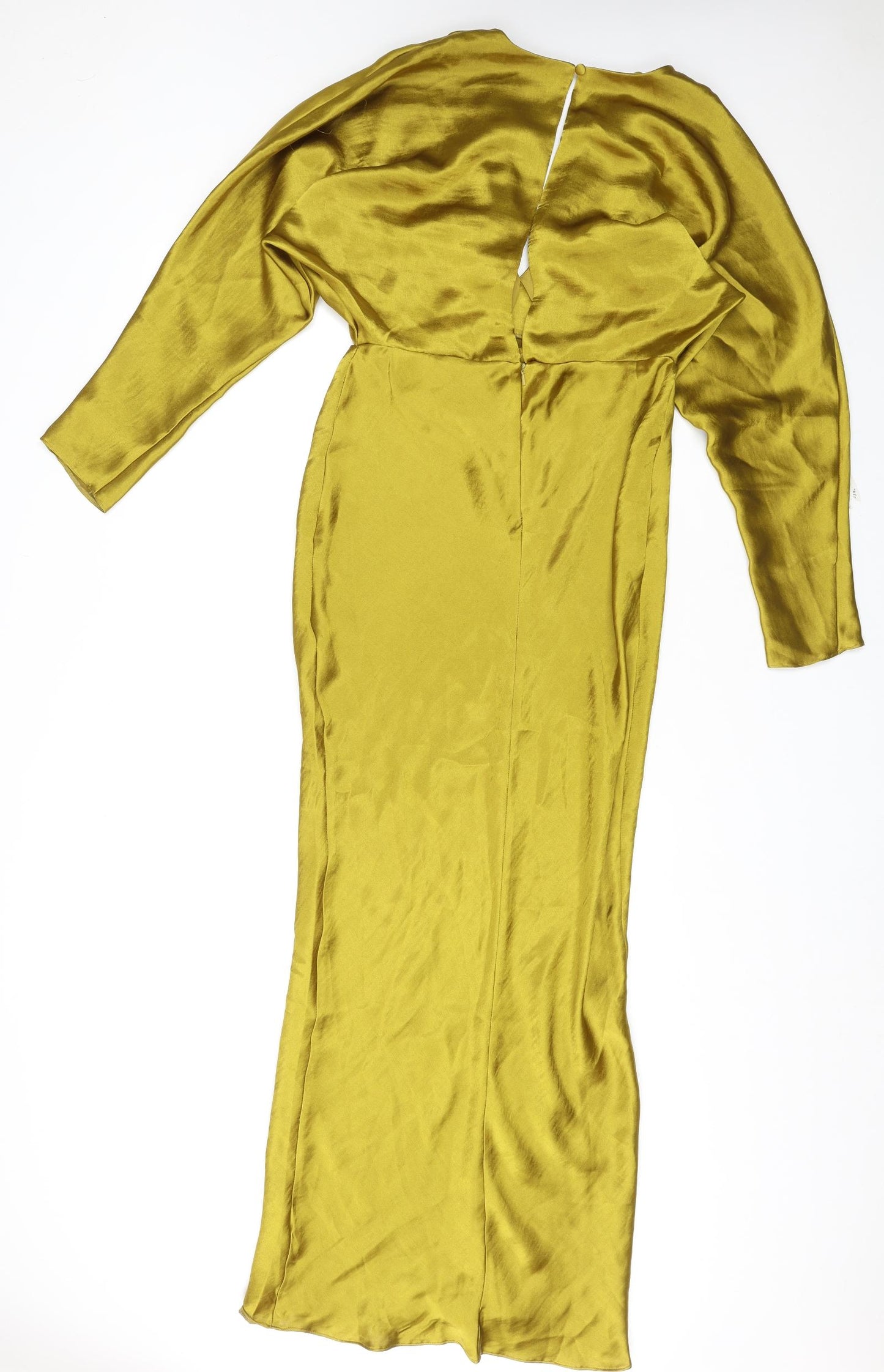 ASOS Womens Gold Polyester Maxi Size 12 V-Neck Zip