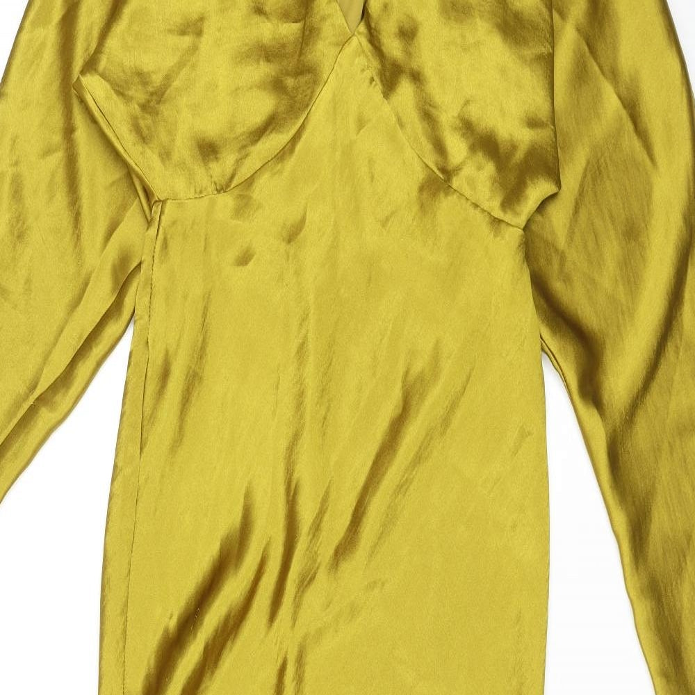 ASOS Womens Gold Polyester Maxi Size 12 V-Neck Zip