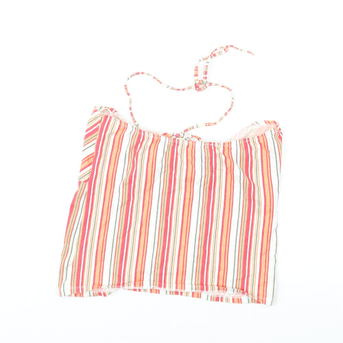 New Look Womens Multicoloured Striped Cotton Cropped Tank Size 14 Halter