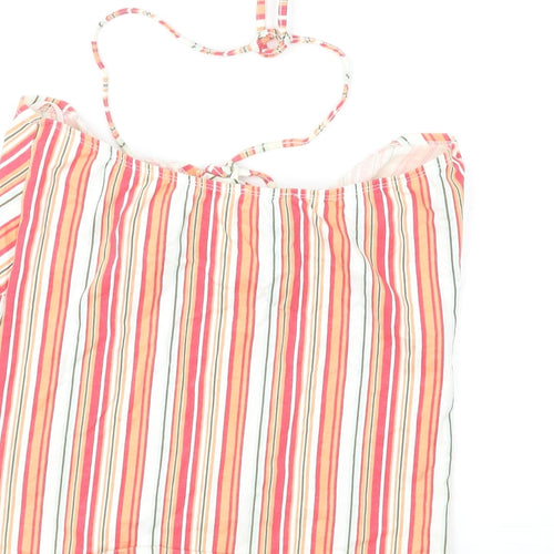 New Look Womens Multicoloured Striped Cotton Cropped Tank Size 14 Halter